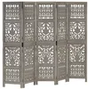 Image de vidaXL Kamerscherm 5 panelen handgesneden 200x165 cm mangohout grijs285333