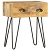 Image de vidaXL Table de Chevet Table de Nuit avec 2 Tiroir Armoire de Chevet Table de Canapé Salon Chambre à Coucher 40X30X50 cm Bois de Manguier Massif