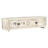 Image de vidaXL Meuble TV Armoire Basse Meuble Divertissement Meuble Multimédia avec 4 Portes Salon Maison Blanc 140x30x35 cm Bois Massif de Manguier