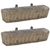 Image de Jardinières de balcon 2 pcs osier avec revêtement en PE 80 cm