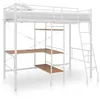 Image de vidaXL Lit Superposé avec Cadre de Table Structure de Lit Cadre de Lit Enfants Chambre à Coucher Maison Intérieur Blanc Métal 90x200 cm 287906