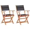 Image de vidaXL Lot de 2 chaises pliables de jardin - Noir Eucalyptus et textilène