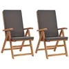 Image de Lot de 2 chaise vidaxl en teck pliable exterieur H. 104 cm gris
