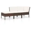 Image de vidaXL Canapé de jardin - Résine tressée marron et coussins blancs cassé