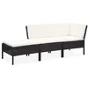 Image de vidaXL Canapé de jardin - Résine tressée noir et coussins blancs