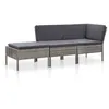 Image de Salon de jardin 3 pcs avec coussins Résine tressée Gris