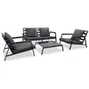 Image de vidaXL Salon de jardin 4 pcs avec coussins Aluminium Gris foncé