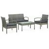 Image de Ensembles canapes. fauteuils et tables de jardin Vidaxl resine tressee gris 4 pieces 75.0 x 40 x 72 3 personnes
