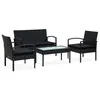 Image de Ensembles canapes. fauteuils et tables de jardin Vidaxl resine tressee noir 4 pieces 75.0 x 40 x 72 4 personnes