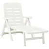 Image de Chaise longue vidaxl H. 96 cm blanc en acacia L. 189 cm non empilable pliable