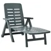 Image de Chaise longue vidaxl en resine H. 96 cm vert L. 189 cm non empilable pliable