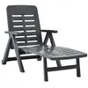 Image de Chaise longue vidaxl en resine H. 96 cm L. 189 cm gris non empilable pliable