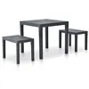 Image de Table de jardin avec 2 bancs Plastique Anthracite