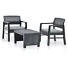 Image de Salon de jardin Vidaxl resine tressee gris 3 pieces 77.0 x 54 x 40 2 personnes