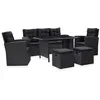 Image de Salon de jardin 6 pcs avec coussins Résine tressée Noir
