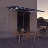 Image de vidaXL Auvent avec Capteur de Vent et LED Auvent de Terrasse Store de Balcon Auvent d'Extérieur Ombrage des Fenêtres 500x300 cm Bleu et Blanc