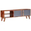 Image de Meuble TV gris 140x30x45 cm bois solide