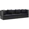 Image de Lit de jardin avec coussin et oreiller Résine tressée Noir