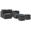 Image de vidaXL Salon de jardin - 1 canapé d'angle + 2 poufs + 1 tables - Résine tressée avec coussins - Noir