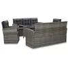 Image de vidaXL Mobilier à dîner de jardin - 1 table + 4 canapés - Résine tressée - Gris