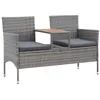 Image de Banc de jardin 2 places et table à thé 143 cm poly rotin gris