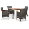 Image de Salon de jardin 5 pcs avec coussins Résine tressée Gris