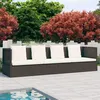 Image de Lit de jardin avec coussin et oreillers Résine tressée Marron