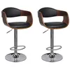 Image de Tabourets de bar lot de 2 noir bois courbé et similicuir