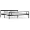 Image de Cadre de lit sans matelas noir et blanc métal 180x200 cm