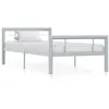 Image de vidaXL Cadre de Lit Sommier à Lattes Lit Simple Lit Adulte Cadre à Lattes sur Pied Chambre à Coucher Maison Intérieur Gris et Blanc Métal 90x200 cm