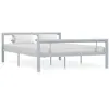 Image de Cadre de lit sans matelas gris et blanc métal 160x200 cm