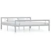 Image de Cadre de lit sans matelas gris et blanc métal 180x200 cm