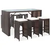 Image de vidaXL Ensemble de jardin - Table haute + 6 tabourets de bar - Résine tressée - Marron