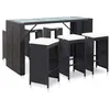 Image de vidaXL Ensemble de jardin - Table haute + 6 tabourets de bar - Résine tressée - Noir
