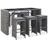 Image de Meuble de bar de jardin 7 pcs et coussins Résine tressée Gris