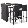Image de Ensemble de bar 5 pcs Résine tressée et bois d acacia Noir