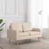 Image de vidaXL Canapé à 2 places Crème Tissu