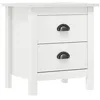 Image de Table de chevet Hill Blanc 46x35x49,5 cm Bois de pin solide