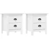 Image de Tables de chevet Hill 2 pcs Blanc 46x35x49,5 cm Bois pin solide