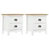 Image de Tables de chevet Hill 2 pcs Blanc 46x35x49,5 cm Bois pin solide