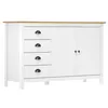 Image de Buffet Hill Blanc 130x40x80 cm Bois de pin solide