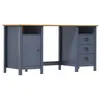 Image de vidaXL Bureau Hill Gris 150x50x74 cm Bois de pin solide
