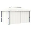 Image de vidaXL Tonnelle avec rideau 4x3 m Blanc crème Aluminium