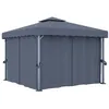 Image de vidaXL Tonnelle avec rideau 3x3 m Anthracite Aluminium