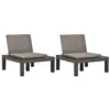 Image de Chaises de salon de jardin et coussins 2pc Plastique Anthracite
