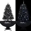 Image de Arbre de Noël neigeux avec base de parapluie Noir 170 cm PVC