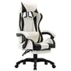 Image de Fauteuil de jeux vidéo et repose pied Noir et blanc Similicuir