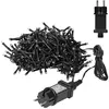 Image de ECD Germany Rideau Pendant Lumineux à LED, PVC Noir 2m, 200 LED Blanc Chaud, Chaîne