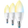 Image de WiZ, Ampoule, 3 ampoules flamme 40 W C37 E14 (E14, 470 lm, 3x)