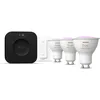 Image de Kit de démarrage - PHILIPS HUE - Lumiere blanche et ambiance colorée - 1 Bridge Pro + 3 3 spots GU10 400 lumens + 1 dimmer switch